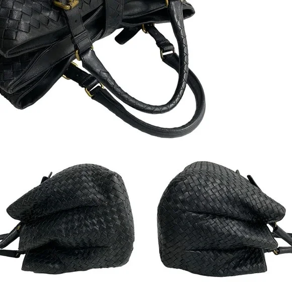 BOTTEGA VENETA Black Leather Intrecciato Tote Bag - Picture 6 of 9
